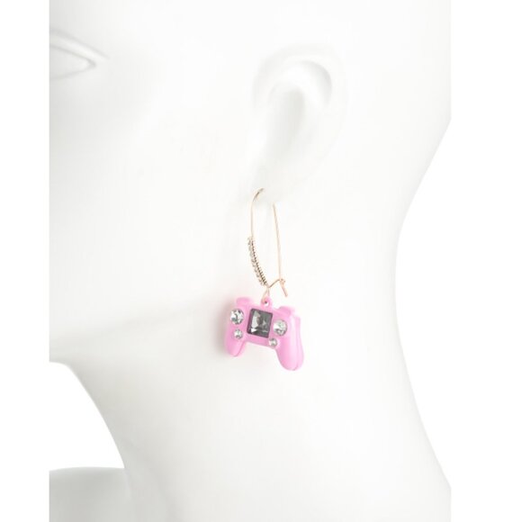 BETSEY JOHNSON Pink Game Controller Shepard Hook Earrings - Picture 2 of 2